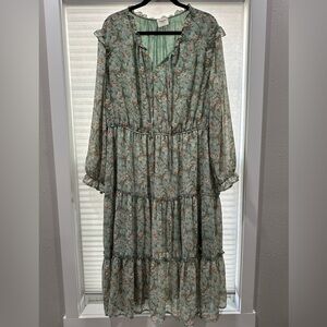 Hayden Floral Long Sleeve Dress Light Blue Floral